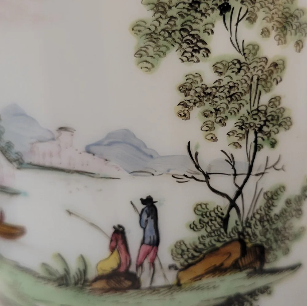 White Milk Glass, Decorative Scene - Picture 3 of 7